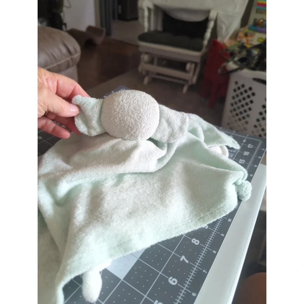 Under the Nile Organic White/Pale Green Elephant Lovey Security Toy